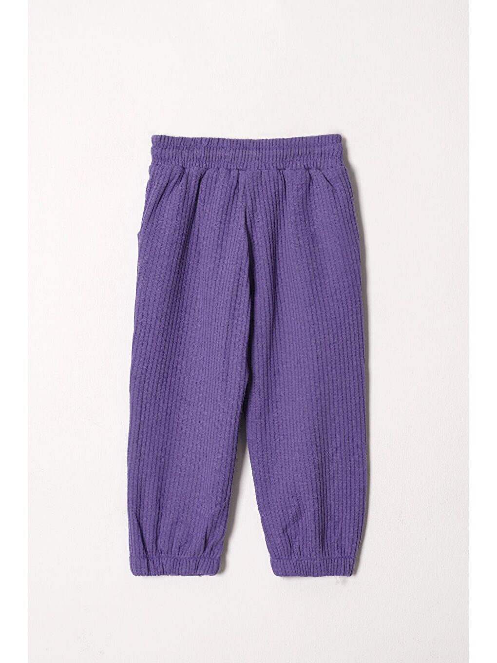 Bisiklet Yaka Uzun Kol Ayıcık Armalı Garnılı Bel Paca Lastikli Mor Renk Kız Çocuk Esofman Takım-4