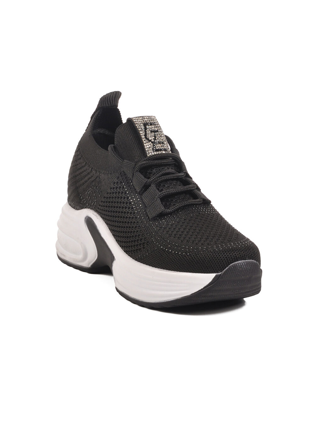 Siyah Triko Kalın Taban Kadın Sneaker Lady 5002 Z-2