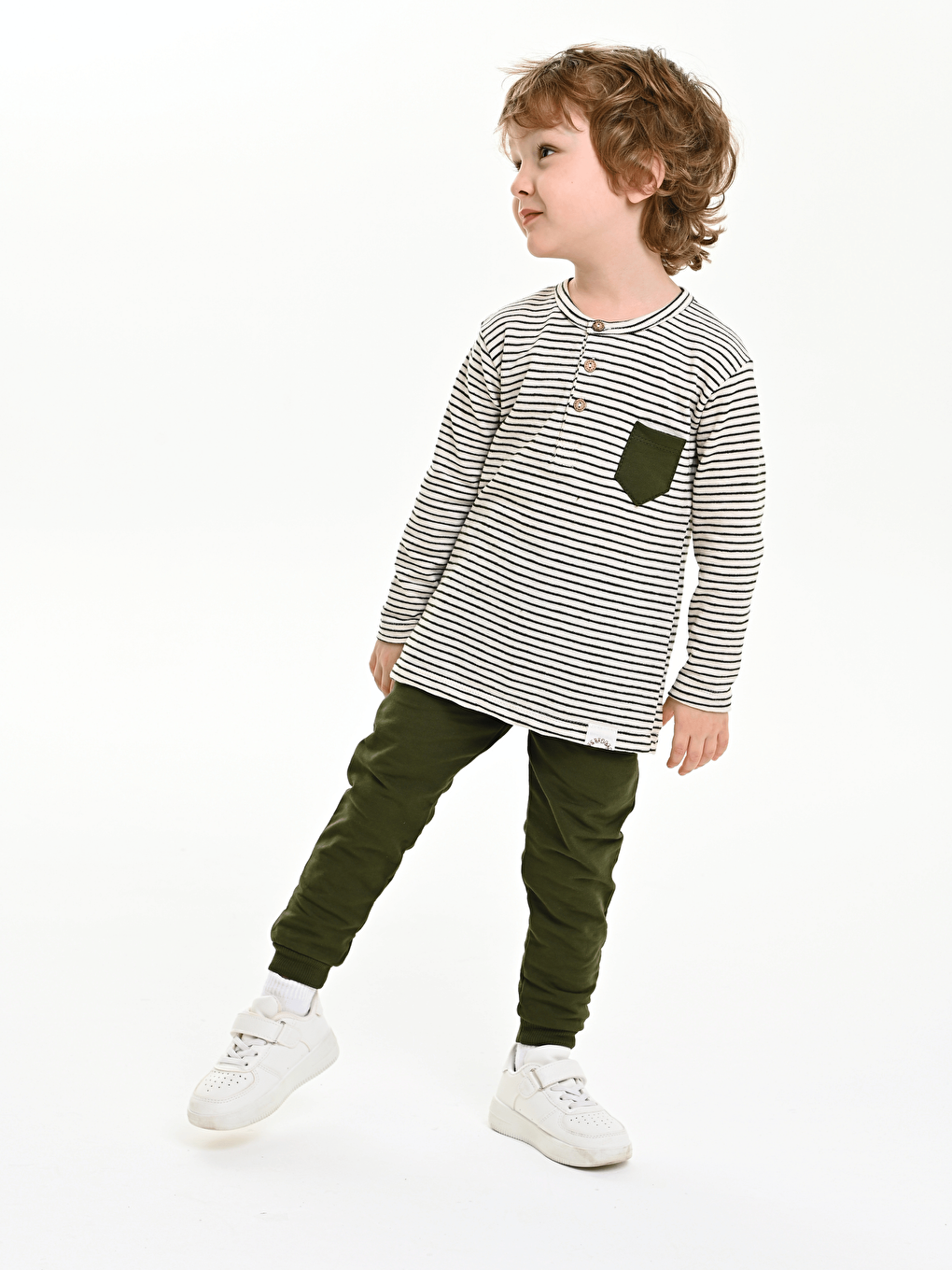 Yeşil Bisiklet Yaka Baskılı Erkek Bebek Sweatshirt ve Eşofman Alt 2'li-3