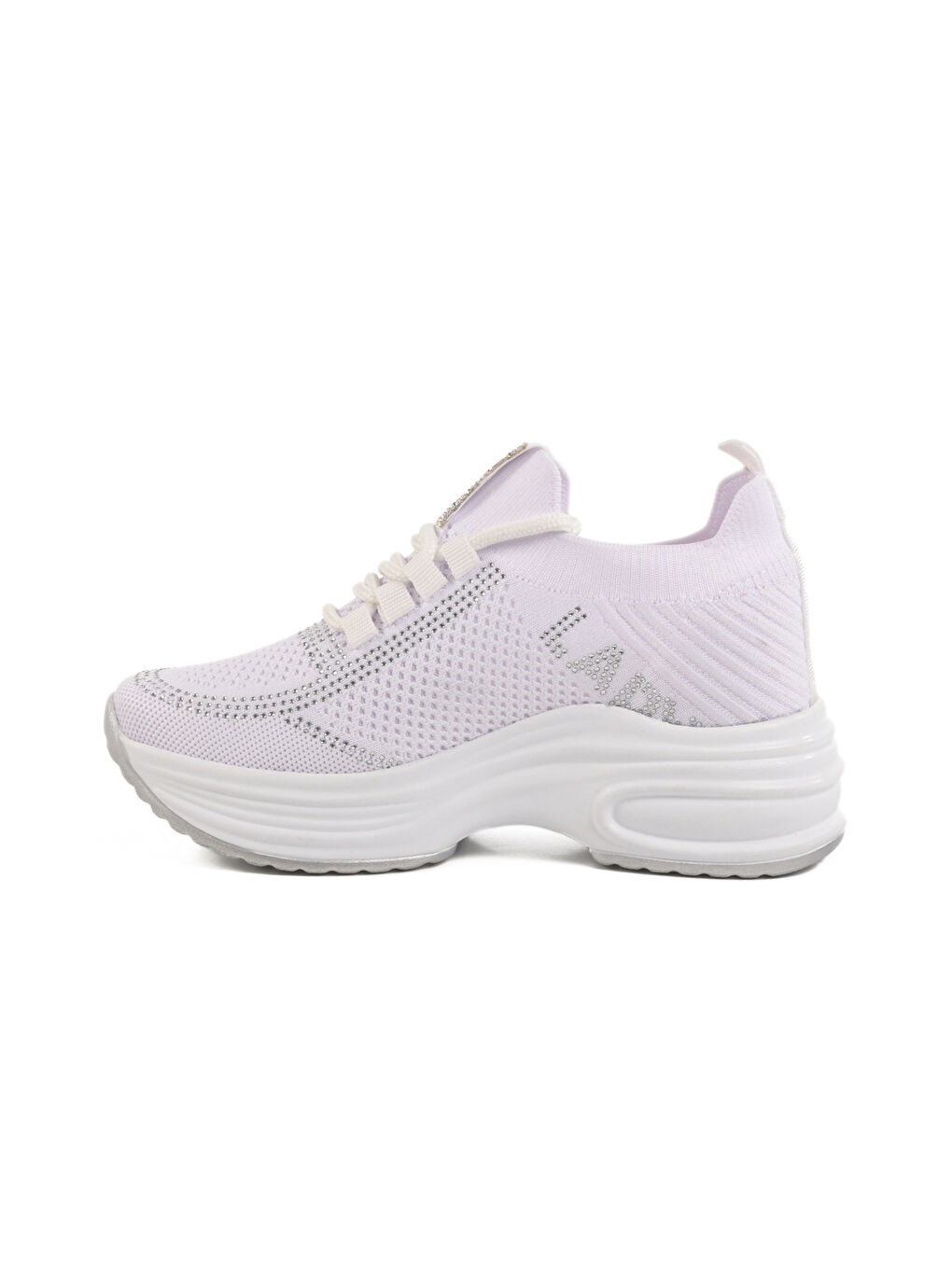 Beyaz Triko Kalın Taban Kadın Sneaker Lady 5002 Z-1