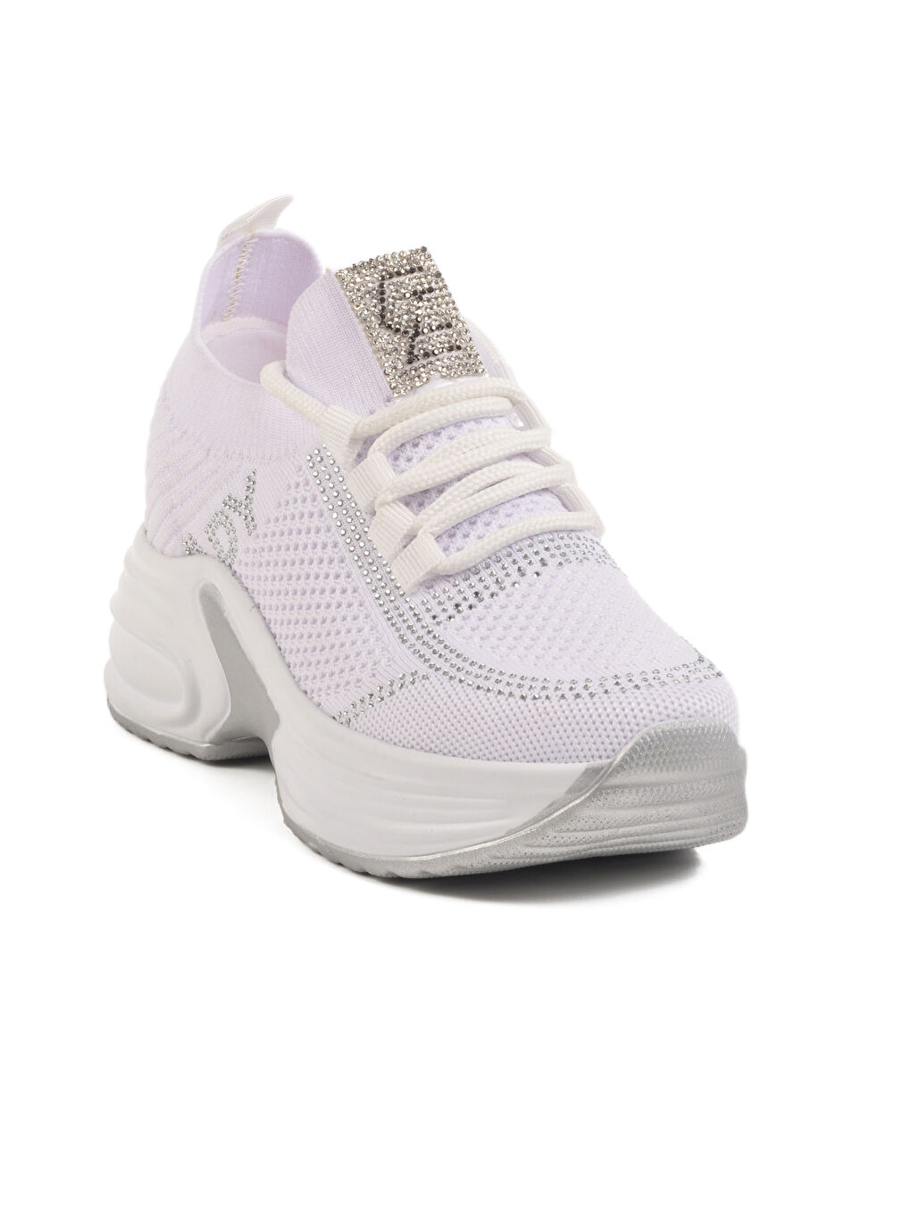 Beyaz Triko Kalın Taban Kadın Sneaker Lady 5002 Z-2