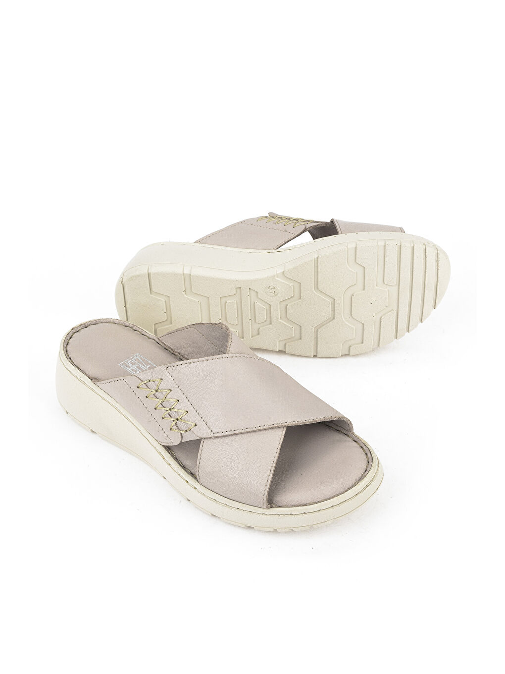 Bej Kadın Hakiki Deri Terlik 1511048Z15 Taş-3