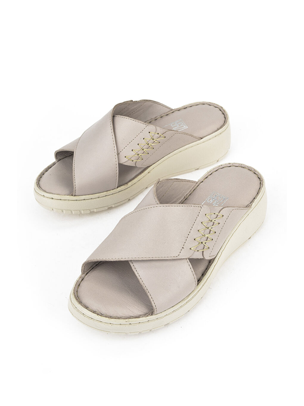 Bej Kadın Hakiki Deri Terlik 1511048Z15 Taş-4