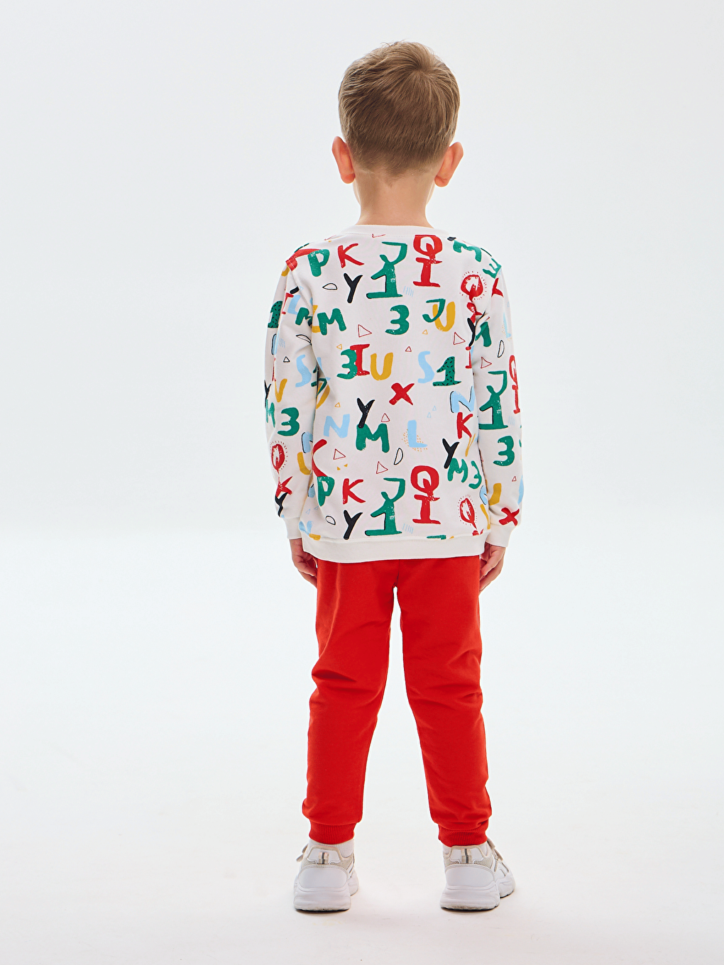 Kırmızı Bisiklet Yaka Baskılı Erkek Bebek Sweatshirt ve Eşofman Alt 2'li-3