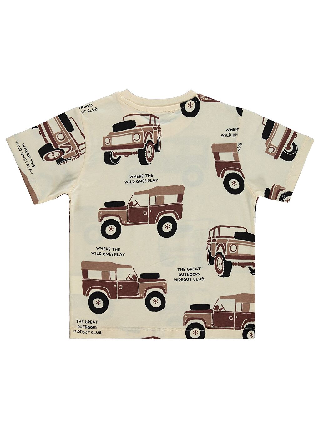 Boys Arabalar Empirme 2-5 Yaş Tişört - Ekru-1