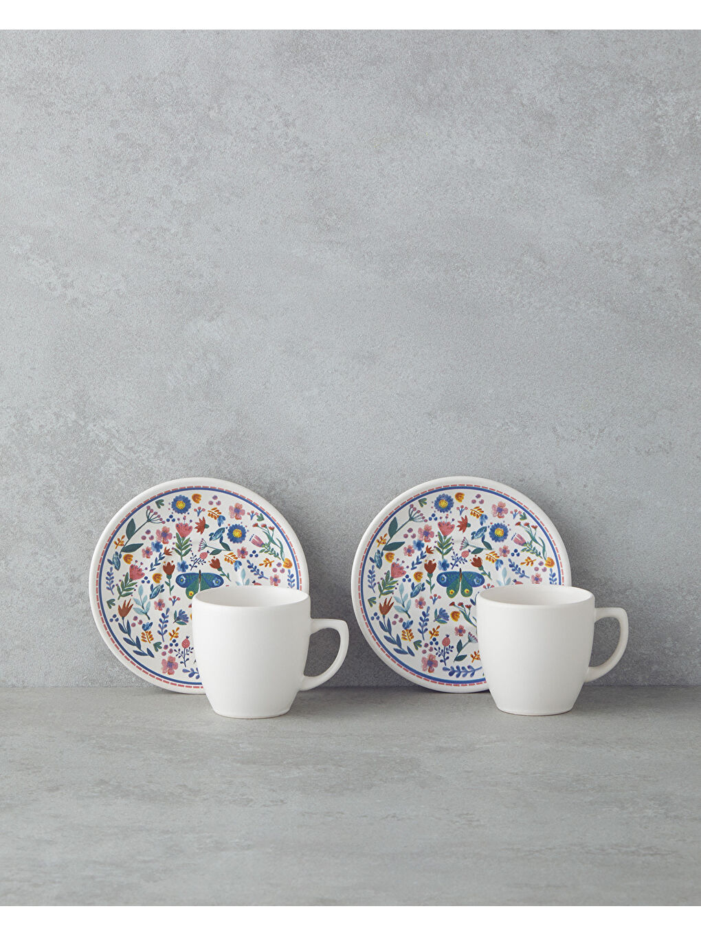 Butterfly Seramik 4 Parça 2 Kişilik Kahve Fincan Takımı 110 ml Mavi