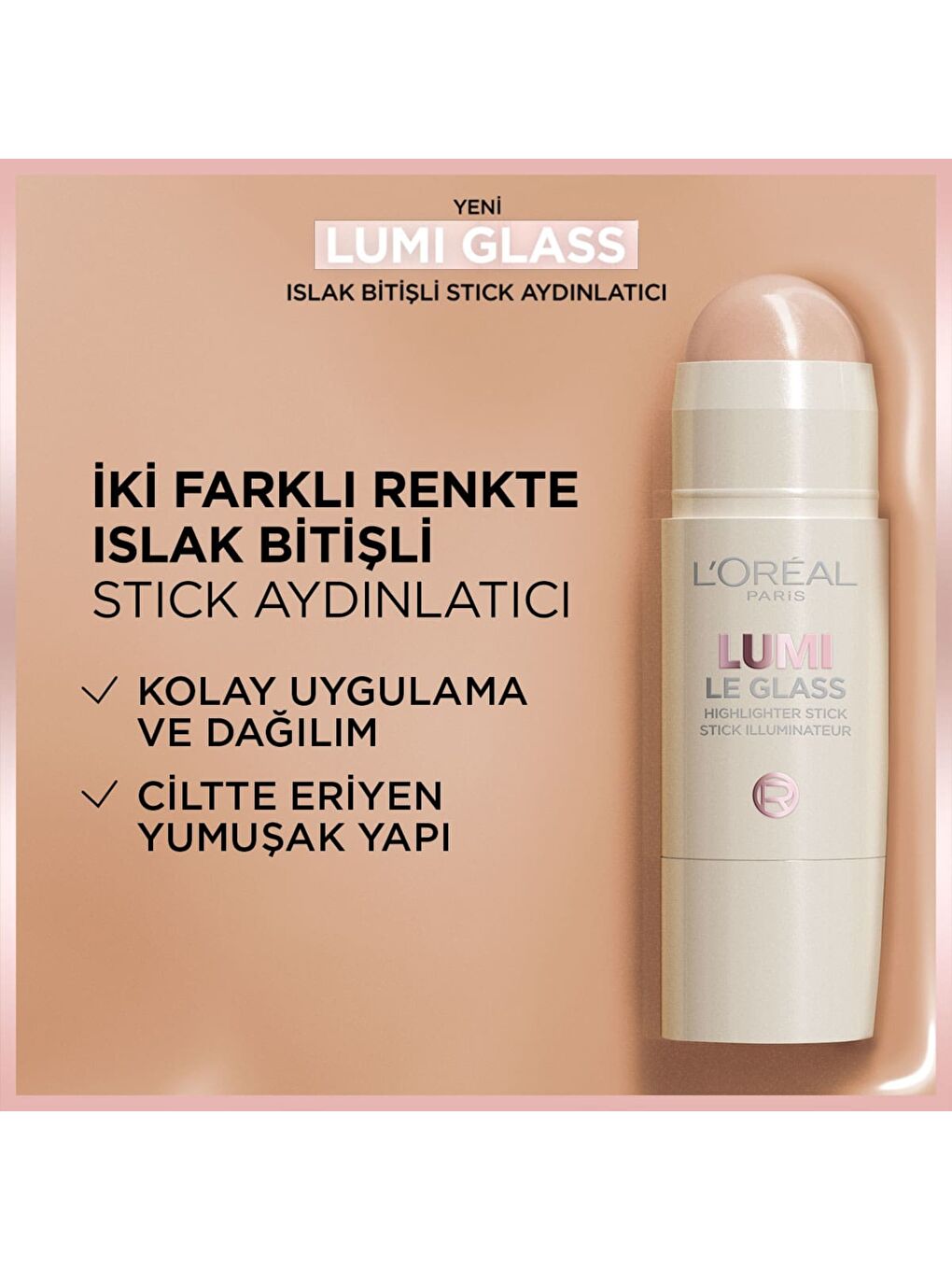 Lumi Glass Islak Bitişli Stick Aydınlatıcı - 620 Glassy Pink Ballet-2