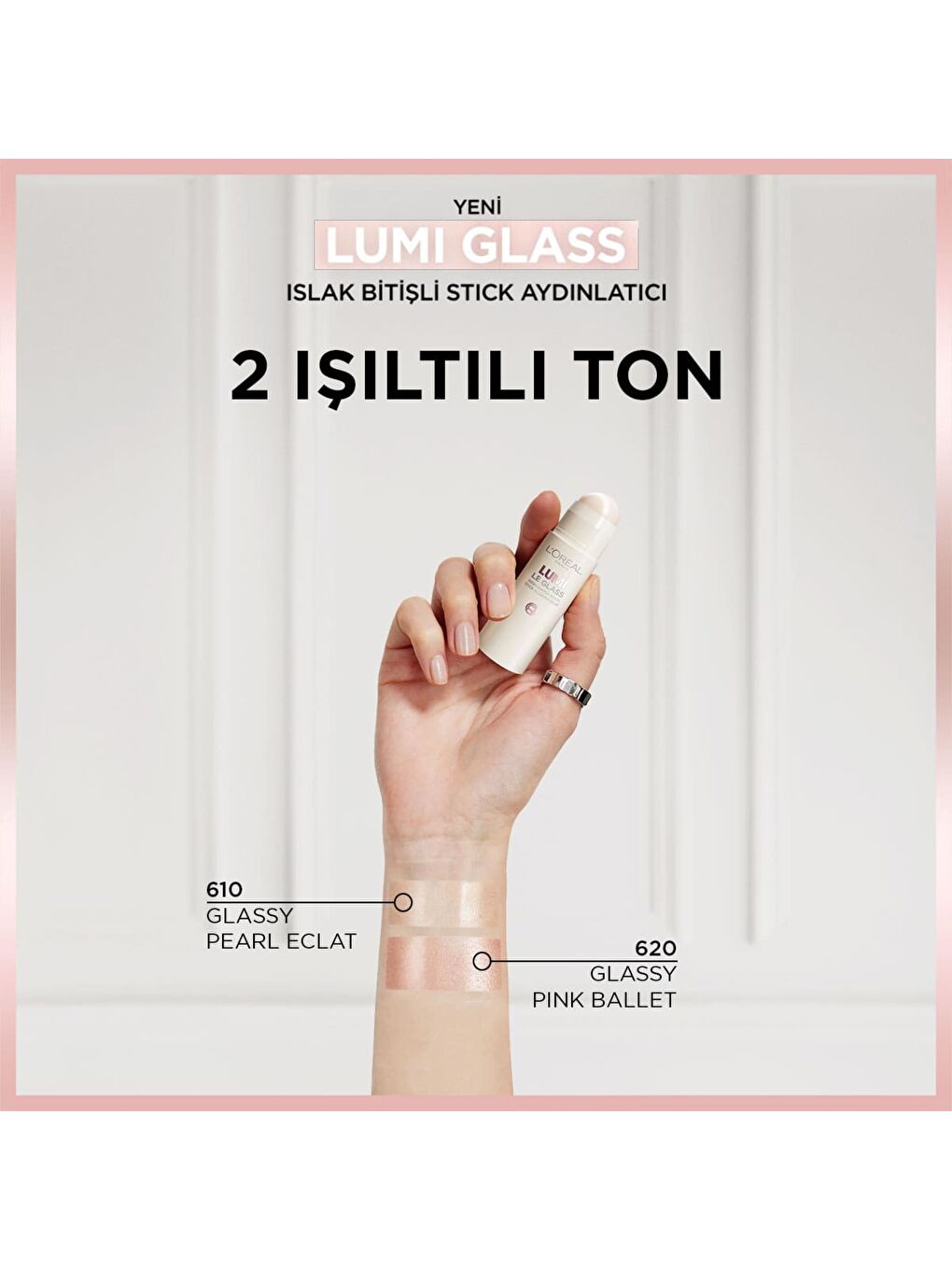 Lumi Glass Islak Bitişli Stick Aydınlatıcı - 620 Glassy Pink Ballet-4