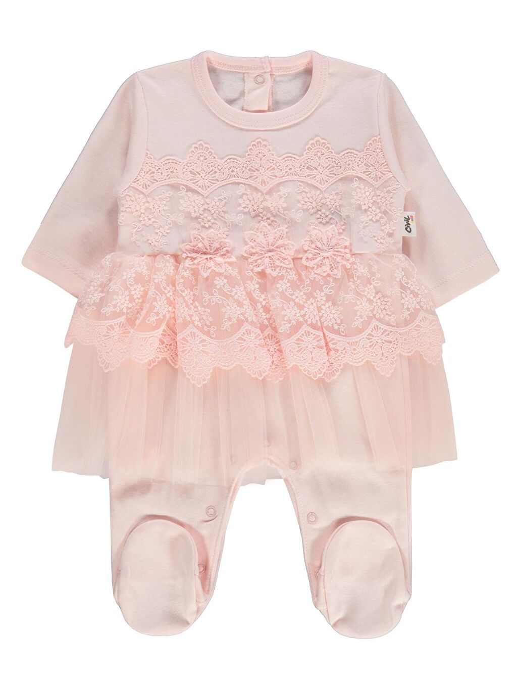 Pembe Baby Fırfır Tüllü 1-9 Ay Tulum - Pudra 1-3 Ay
