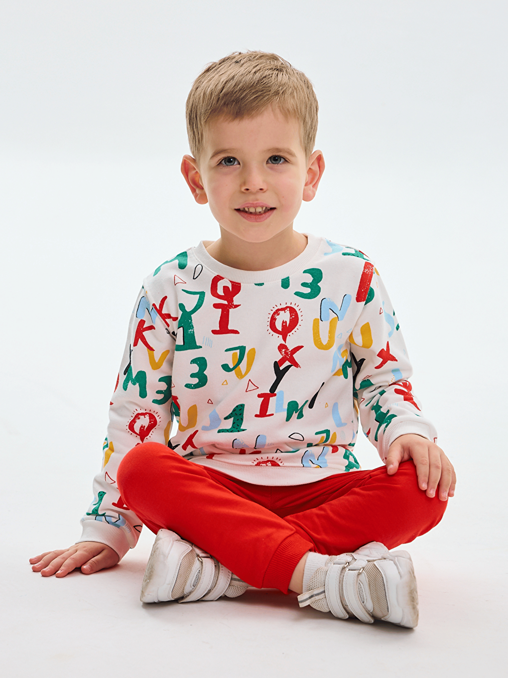 Kırmızı Bisiklet Yaka Baskılı Erkek Bebek Sweatshirt ve Eşofman Alt 2'li-4