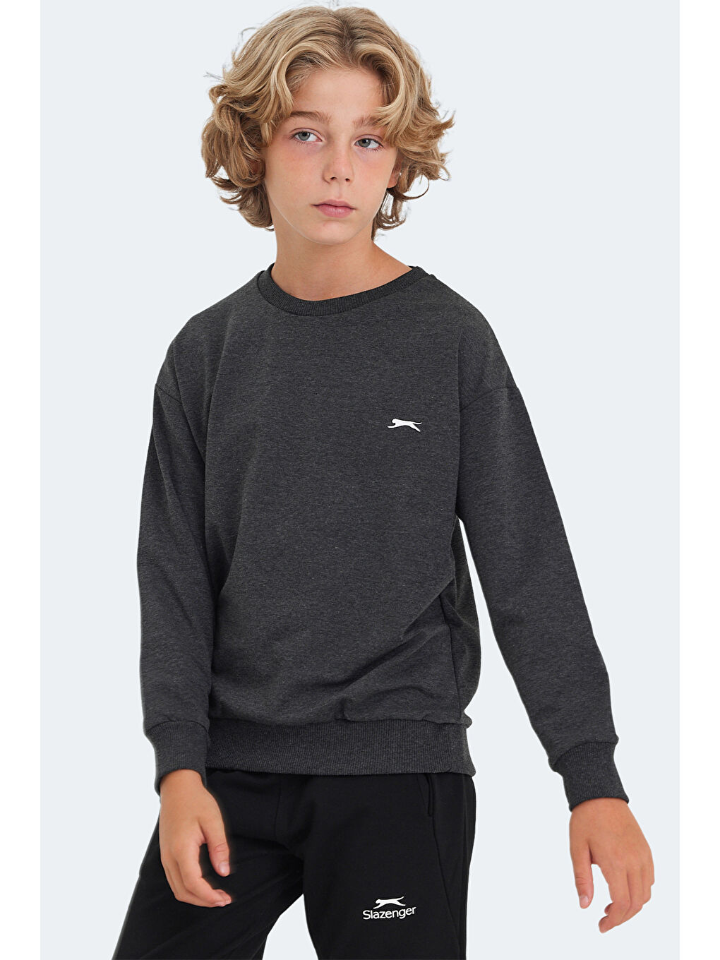 SLAZENGER LUPPA Unisex Çocuk Sweatshirt Koyu Gri - 3