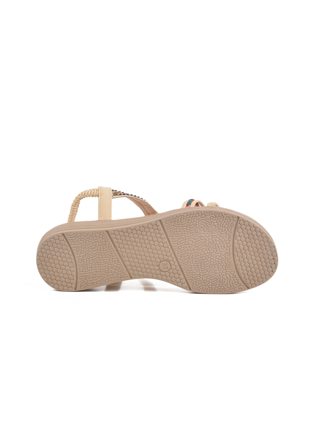 Ekru Krem İşlemeli Hafif Kadın Sandalet Florin T-008 Z-4