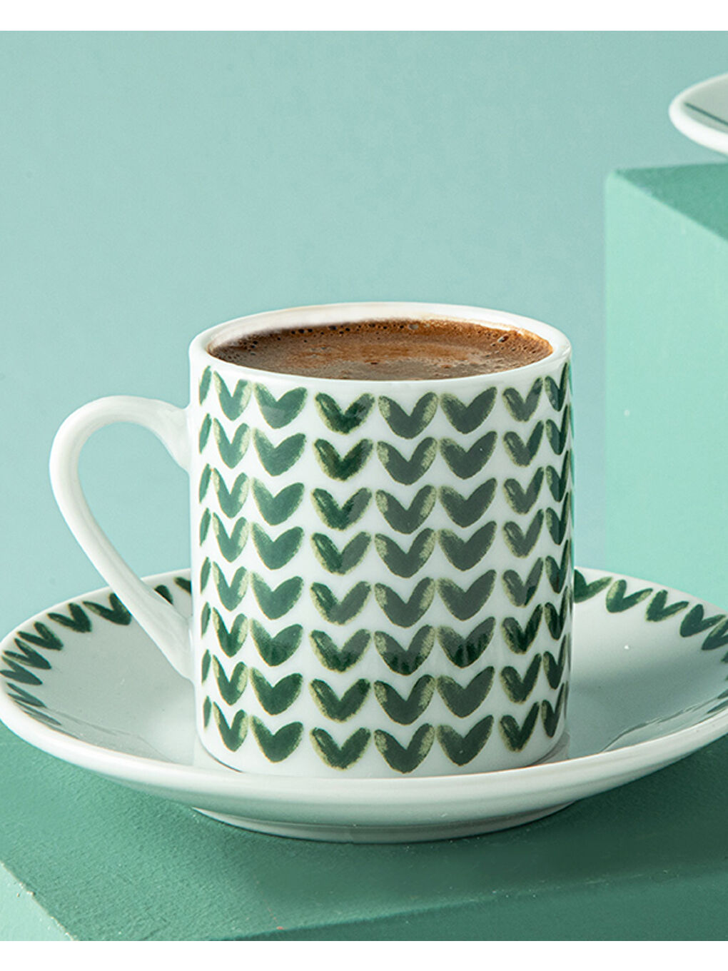 Leno Porselen Kahve Fincan Takımı 4 Parça 2 Kişilik Yeşil-1