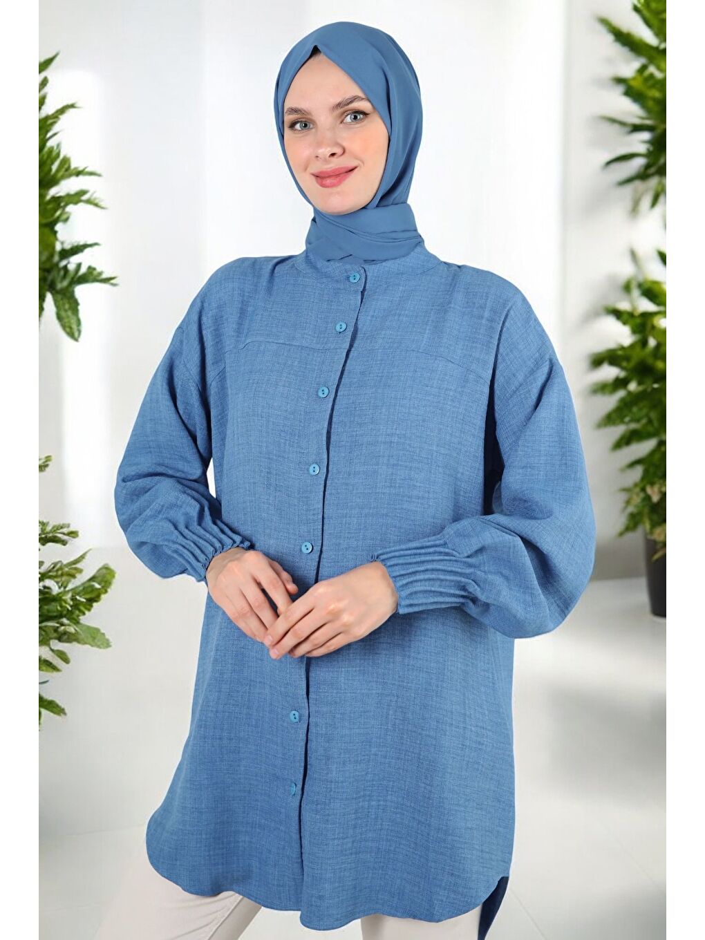 İndigo Kol Nevürlü TUNİK