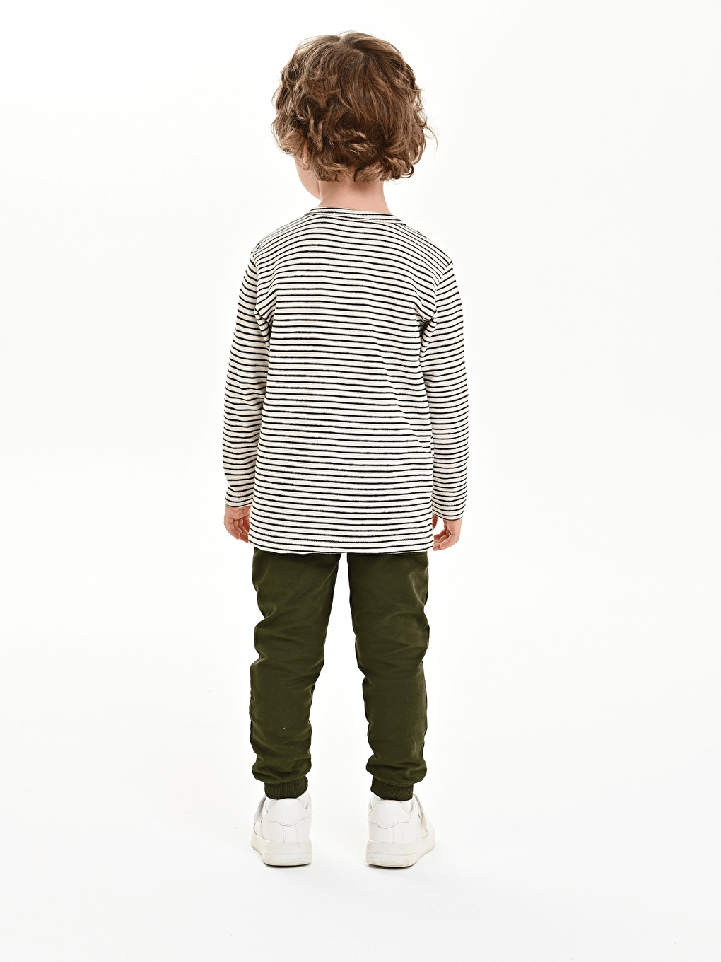 Yeşil Bisiklet Yaka Baskılı Erkek Bebek Sweatshirt ve Eşofman Alt 2'li-5