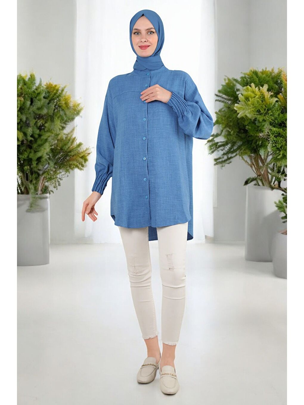İndigo Kol Nevürlü TUNİK-1
