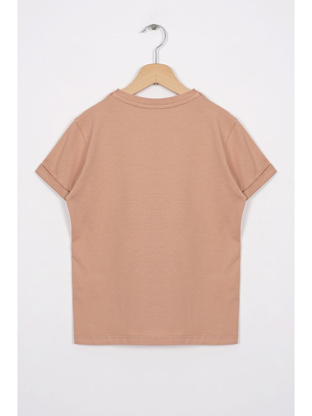 Smile Baskılı Bej Renk Kız Çocuk Tshirt-2