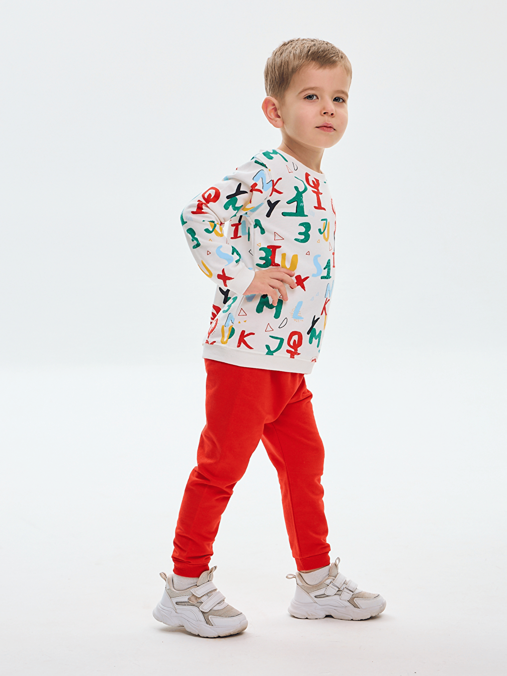 Kırmızı Bisiklet Yaka Baskılı Erkek Bebek Sweatshirt ve Eşofman Alt 2'li-6