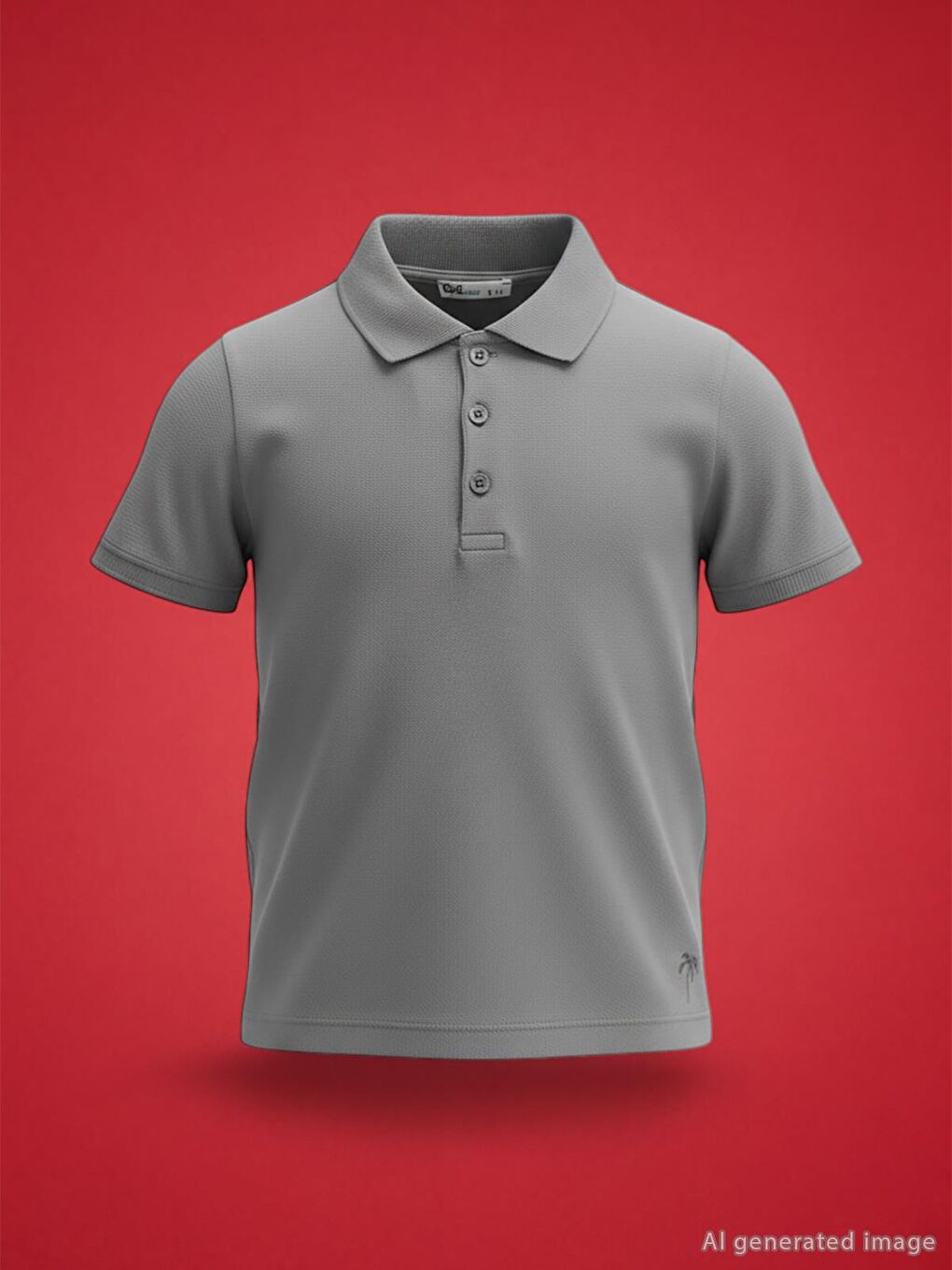 Boys Erkek Çocuk Palmiye Nakışlı Polo Yaka 6-9 Yaş Tişört - Gri