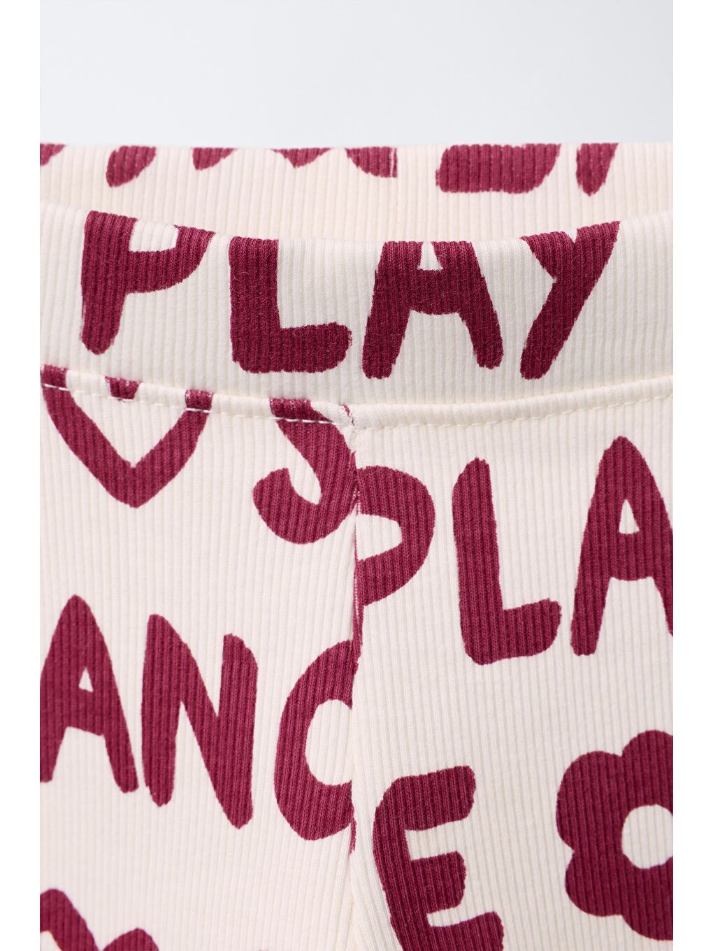 Karışık Kız Çocuk Pamuklu Ekru Bordo Yazı Baskılı Sweatshirt Ve Tayt Takım - Love Smile Dance-3