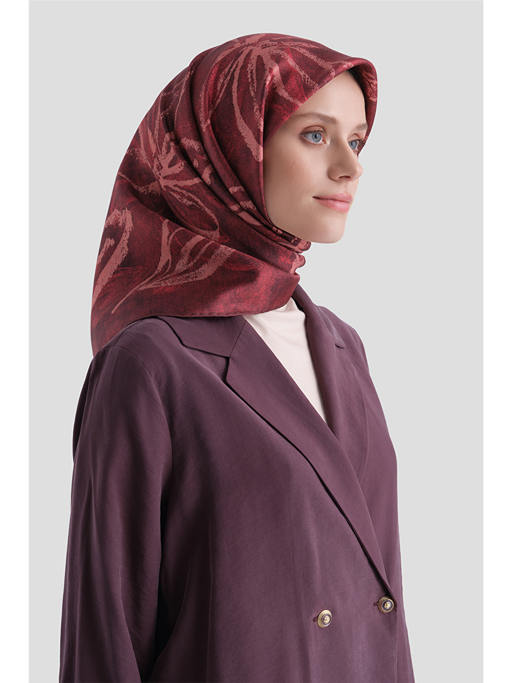 Bordo Saf İpek Twill Eşarp 9600d 11-1