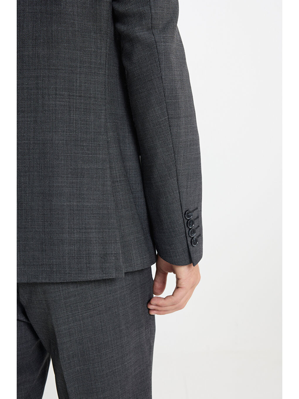 Erkek Antrasit Taşınabilir Torbalı Slim Fit Mono Yaka Desenli Takım Elbise-6