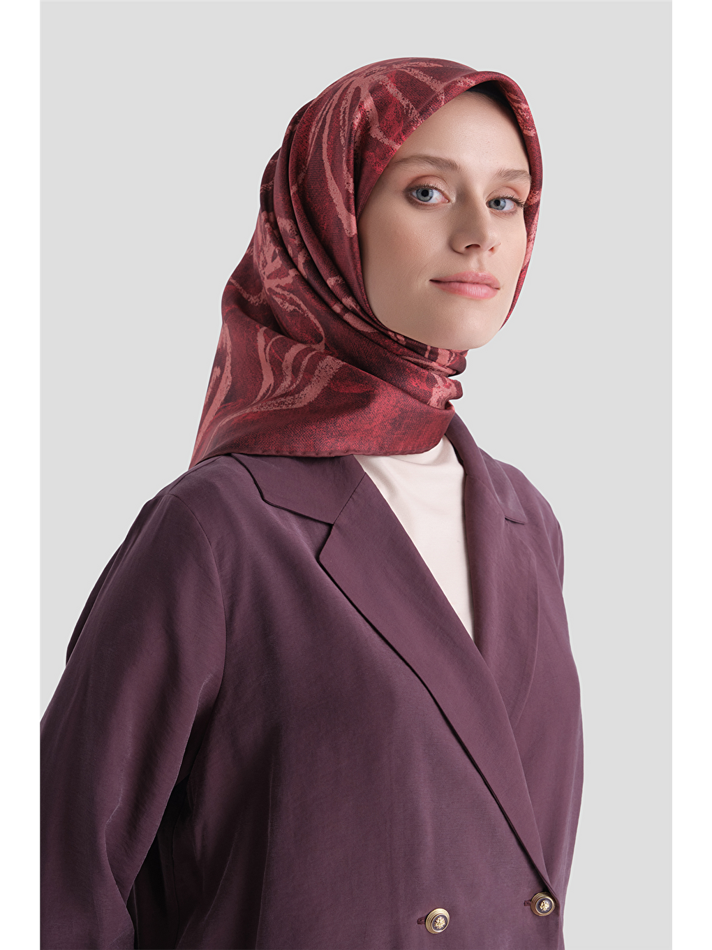Bordo Saf İpek Twill Eşarp 9600d 11-2
