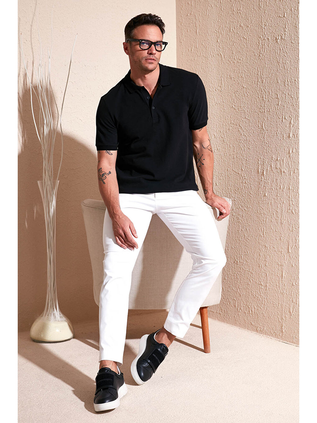 Siyah Pamuklu Regular Fit Düğmeli Polo Yaka 4'lü Paket Tişört 590211827S4-5