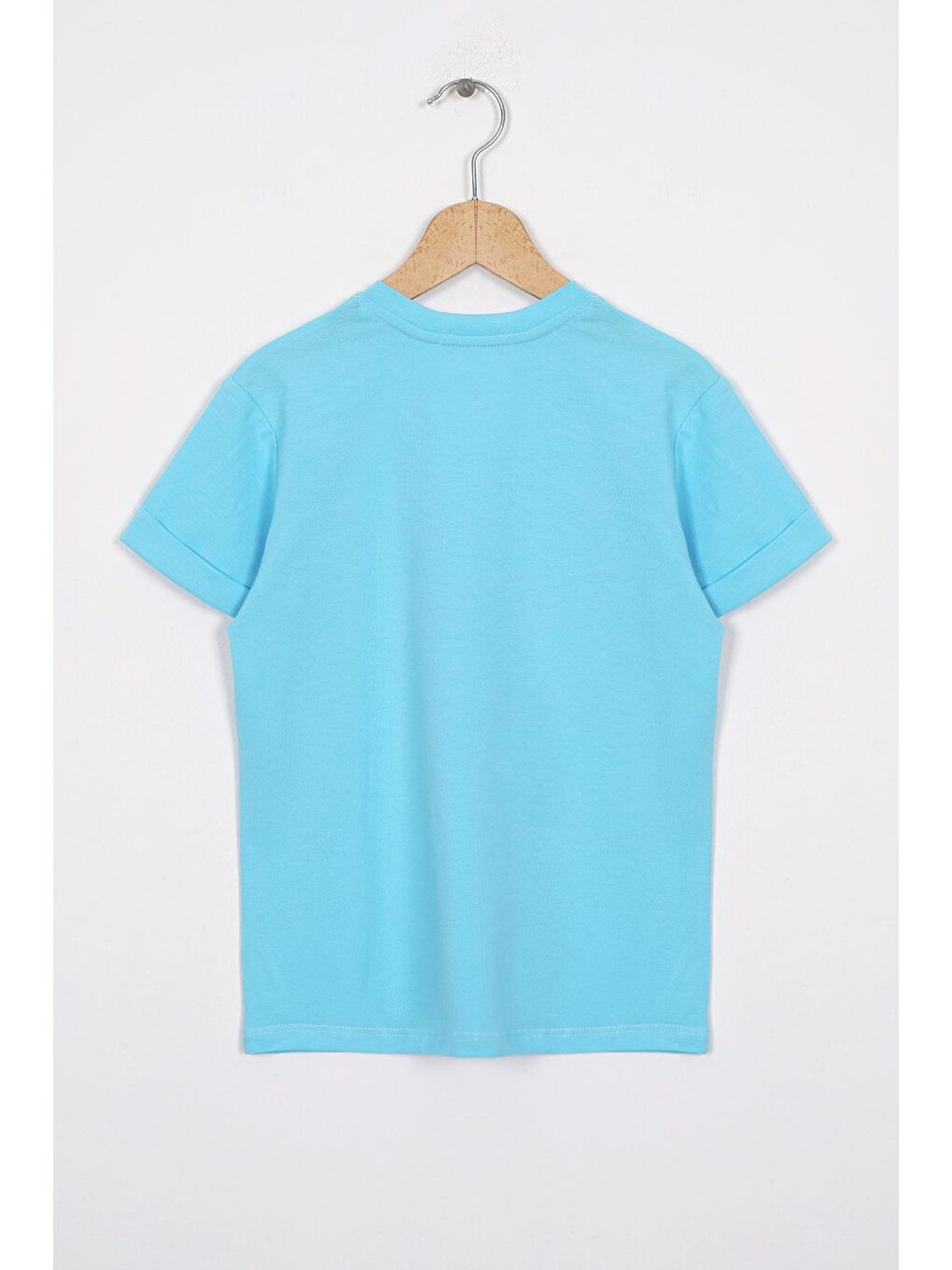 Smile Baskılı Turkuaz Renk Kız Çocuk Tshirt-2