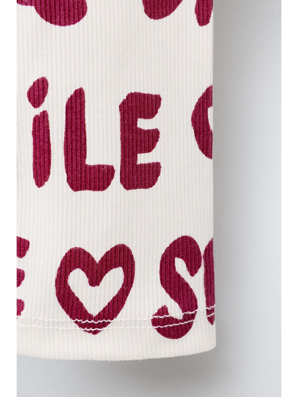 Karışık Kız Çocuk Pamuklu Ekru Bordo Yazı Baskılı Sweatshirt Ve Tayt Takım - Love Smile Dance-4