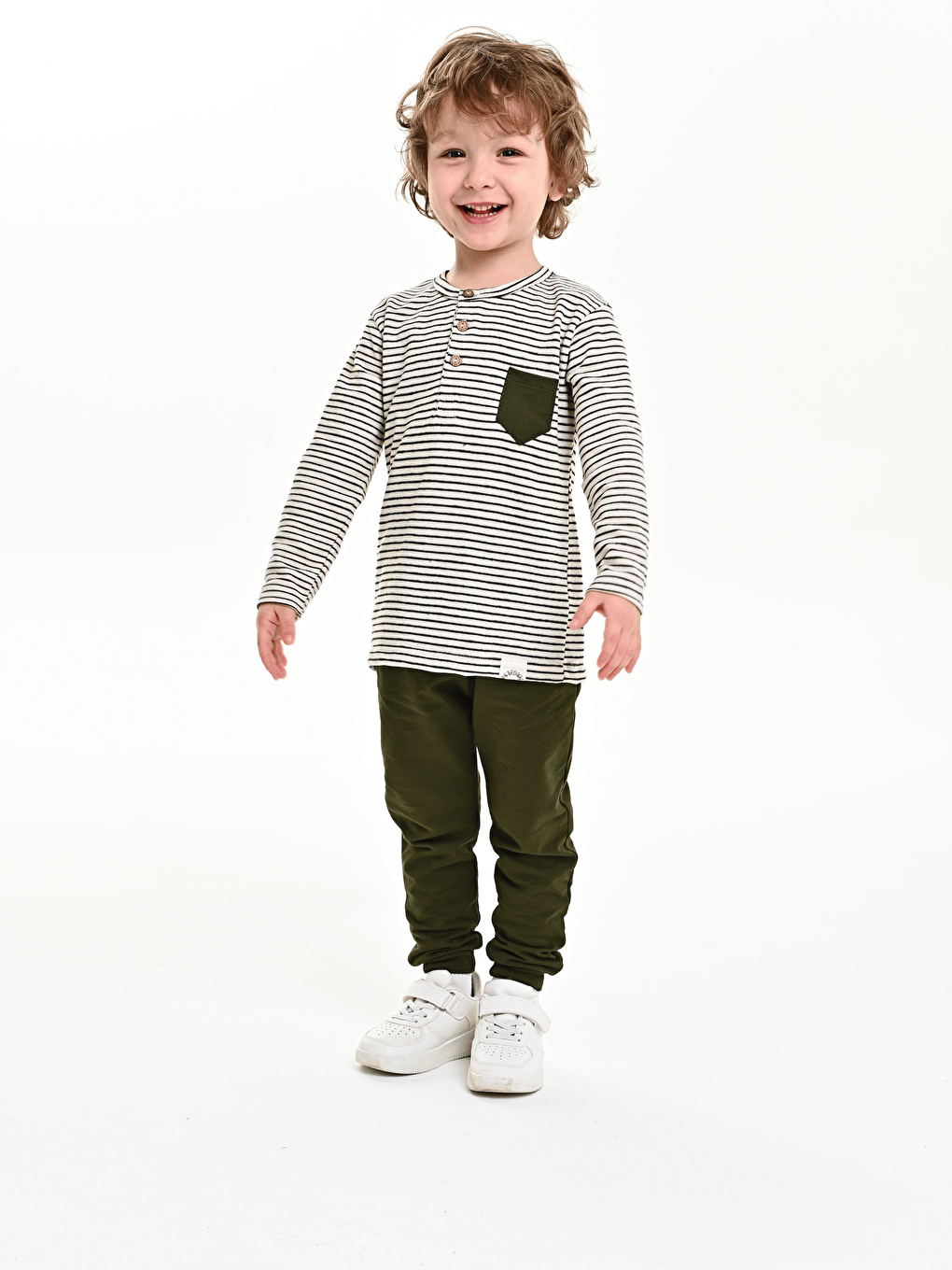 Yeşil Bisiklet Yaka Baskılı Erkek Bebek Sweatshirt ve Eşofman Alt 2'li-7