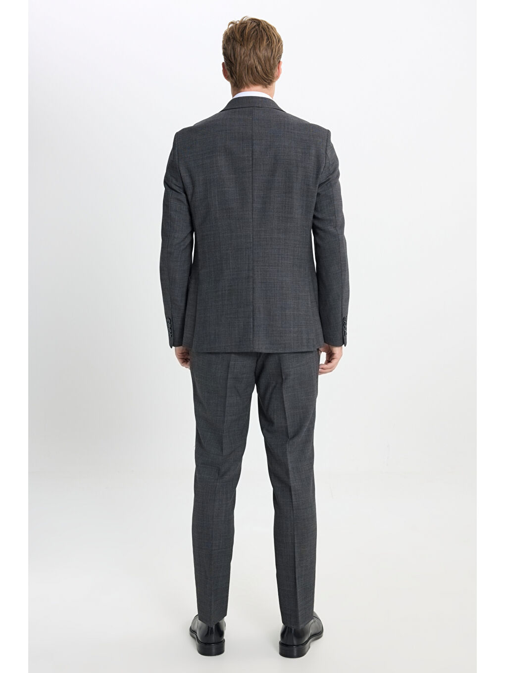 Erkek Antrasit Taşınabilir Torbalı Slim Fit Mono Yaka Desenli Takım Elbise-7