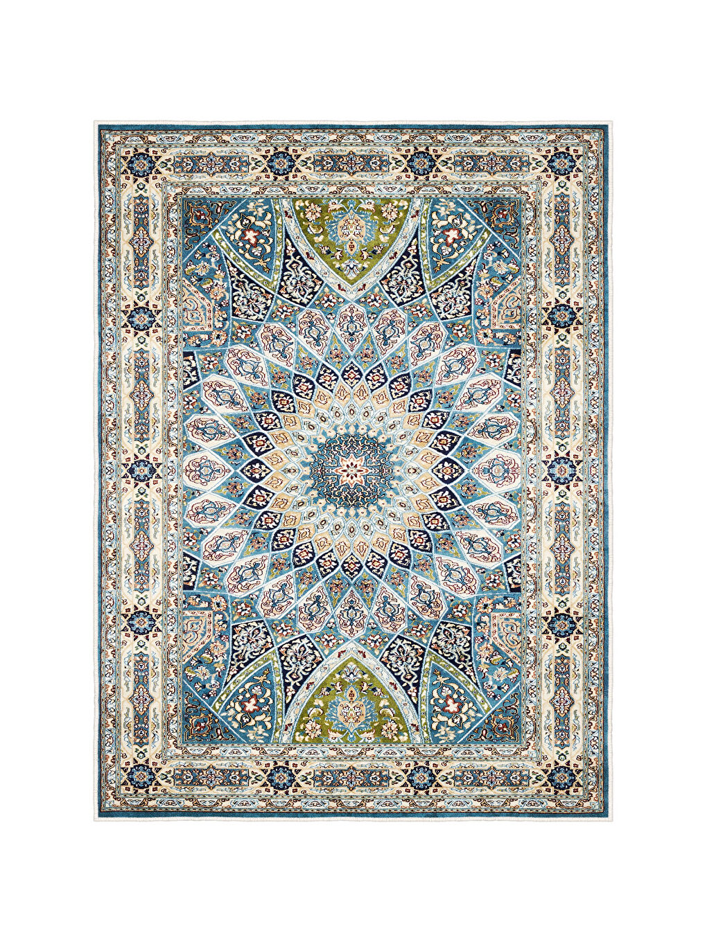 Mavi Dekoratif Özel Tasarım Yıkanabilir İnce Kaymaz Tabanlı Modern Halı KECE FR04