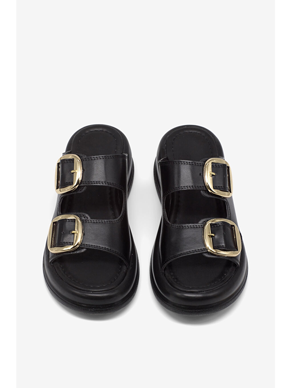 Kadın Siyah Yüksek Tabanlı Rahat Çift Tokalı Terlik-1