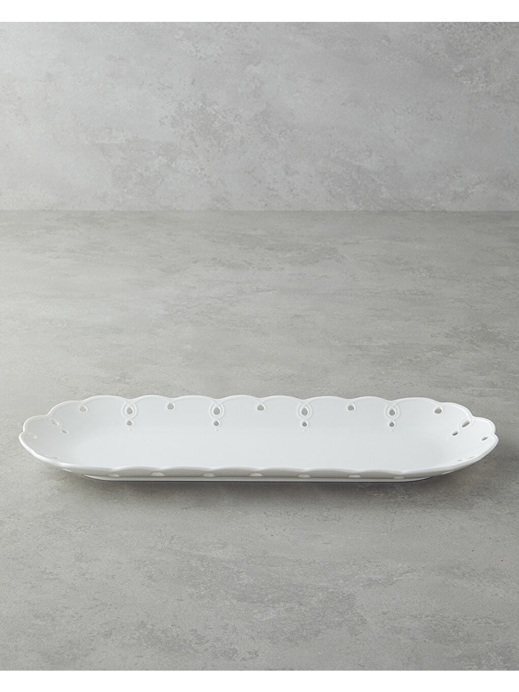 Elodie Porselen Kayık Tabak 43 cm Beyaz