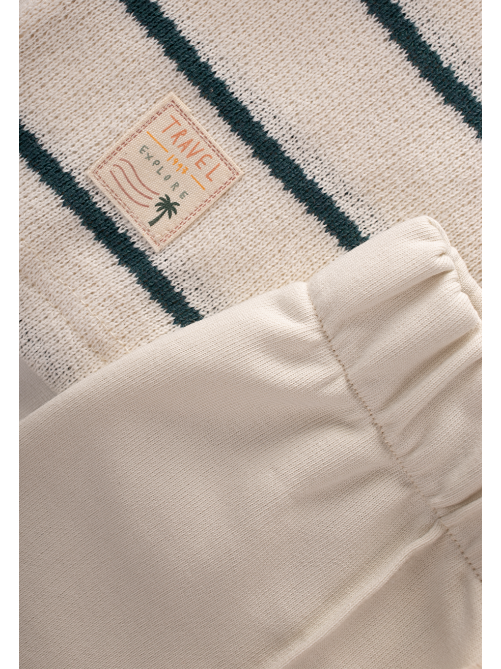 Ekru Erkek Çocuk Çizgili Takım-2