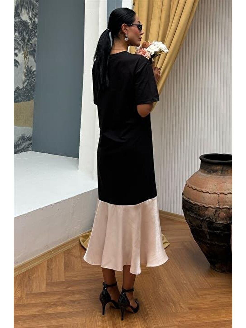 Sarı Volanlı Süprem Elbise 2864-3