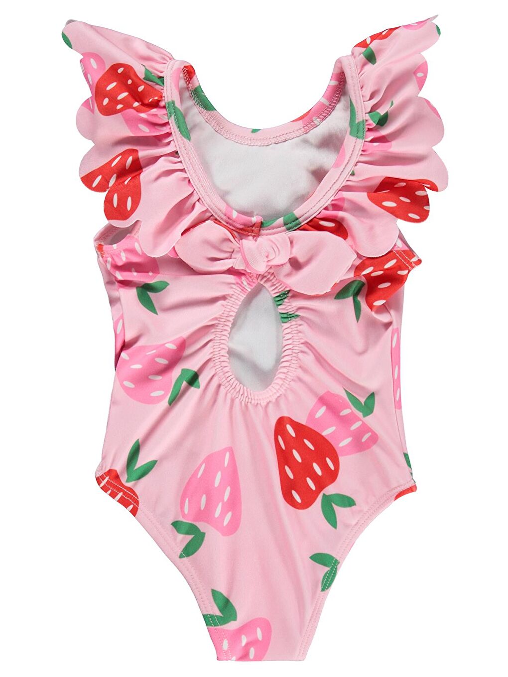 Girls Çilek Baskılı 2-12 Yaş Mayo Set - Pembe-1