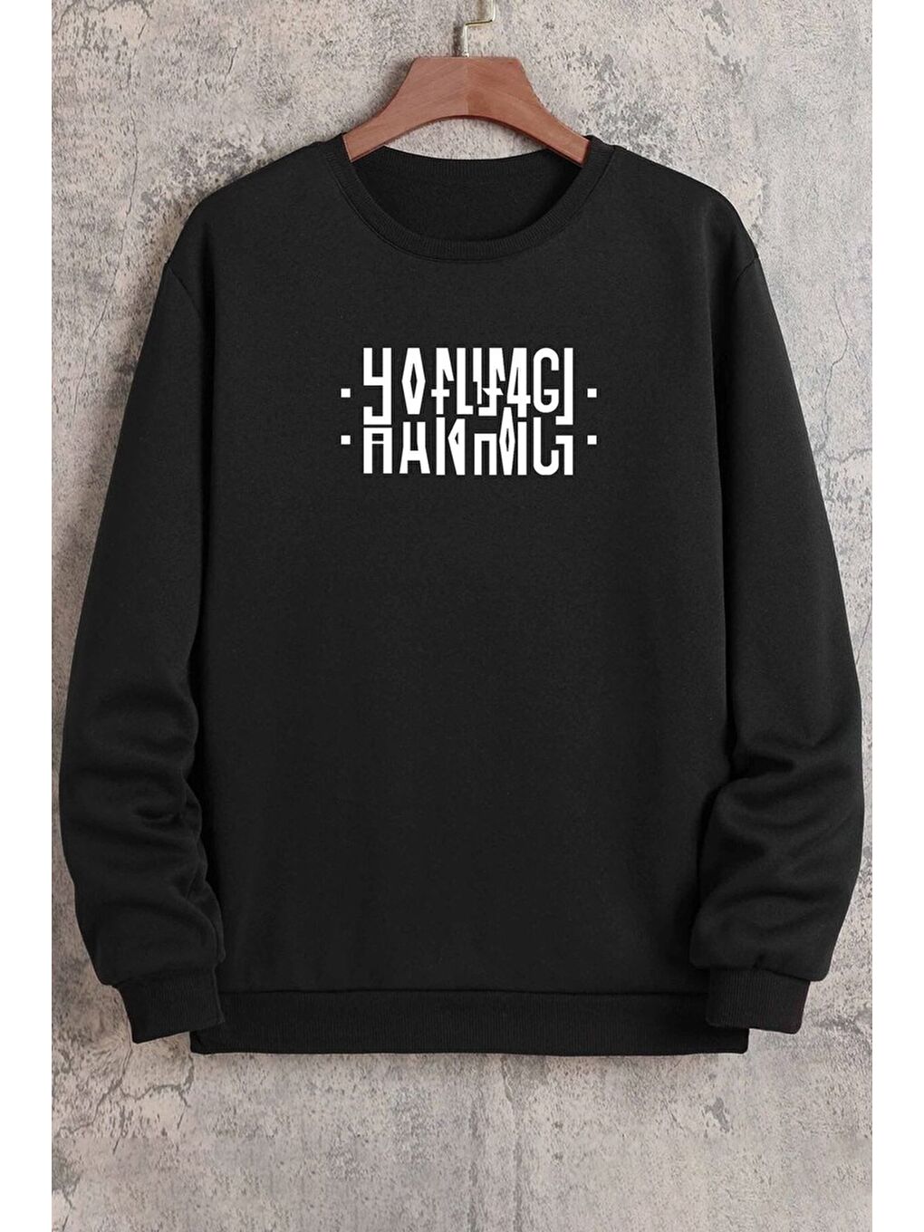 uyguntarz Siyah Unisex Hanımcı Bisiklet Yaka Sweatshirt