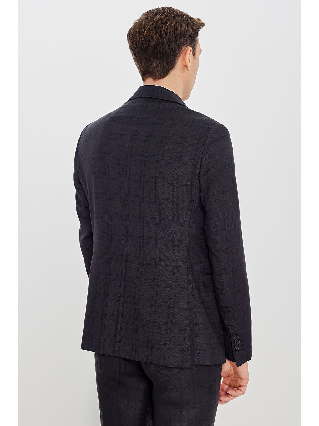 Erkek Antrasit Filafil Slim Fit Mono Yaka Kapak Cepli Takım Elbise-5