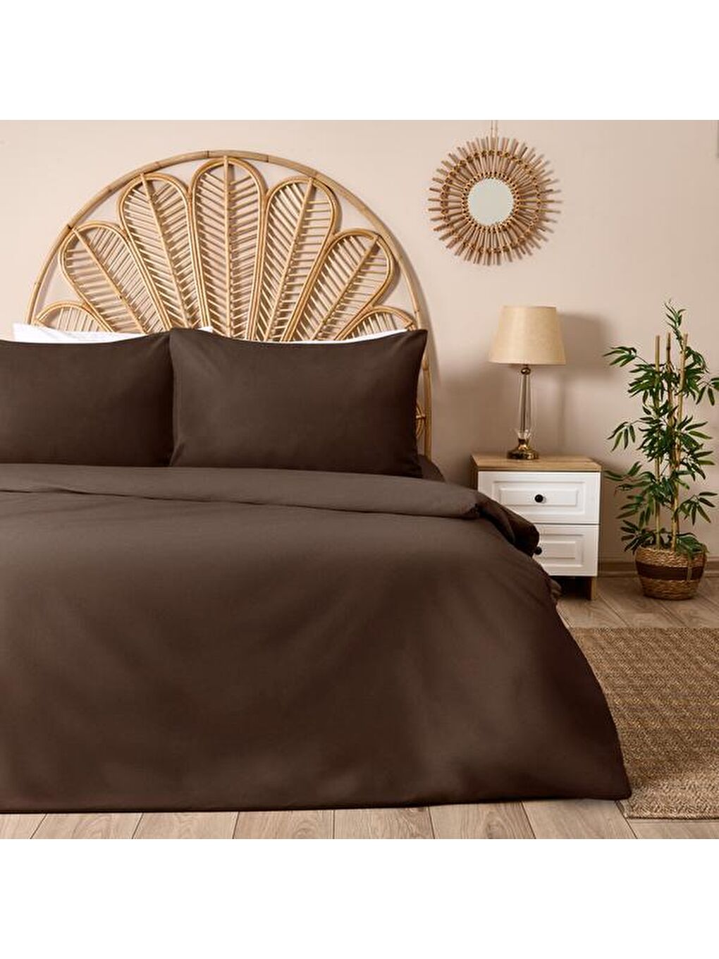 Soft Çift Kişilik Nevresim Takımı - Kahverengi