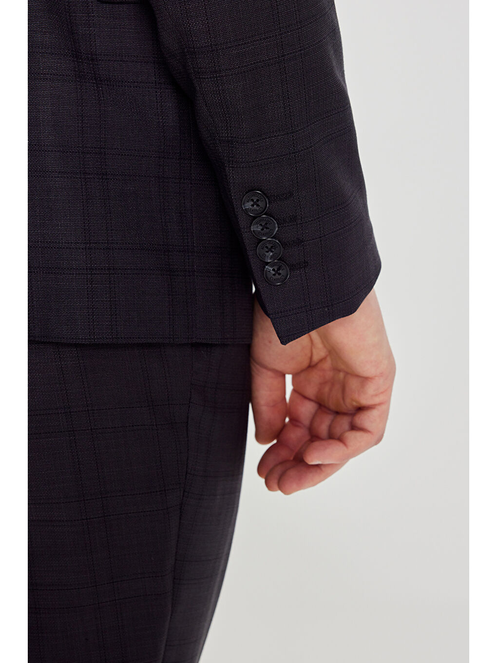 Erkek Antrasit Filafil Slim Fit Mono Yaka Kapak Cepli Takım Elbise-6