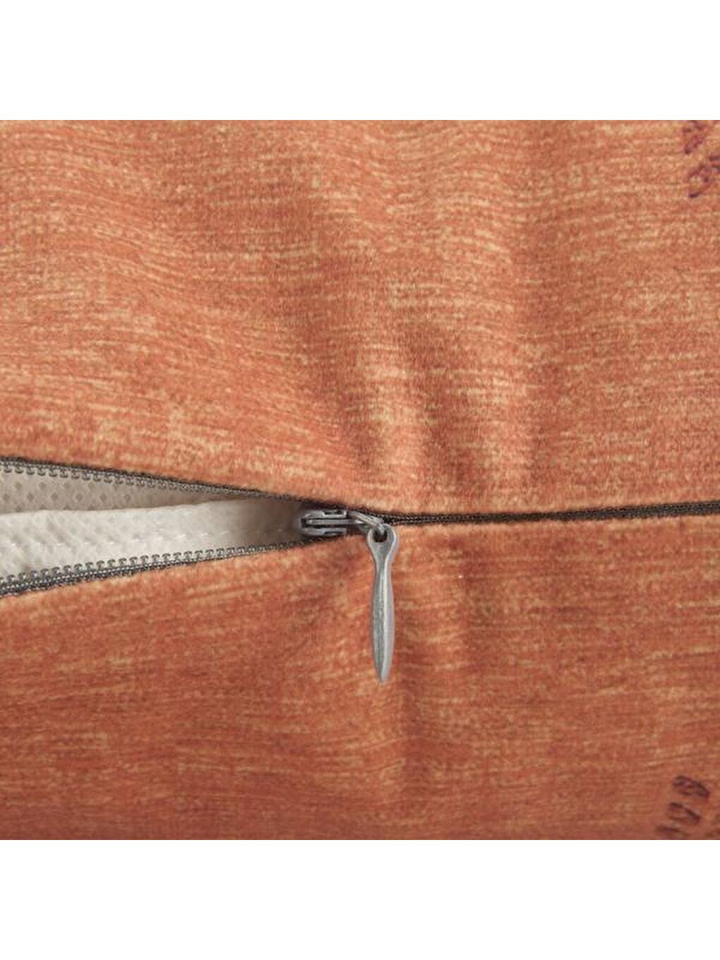 Kahverengi Soft Geometrik Desenli Kırlent - Kiremit - 40x40 cm-2