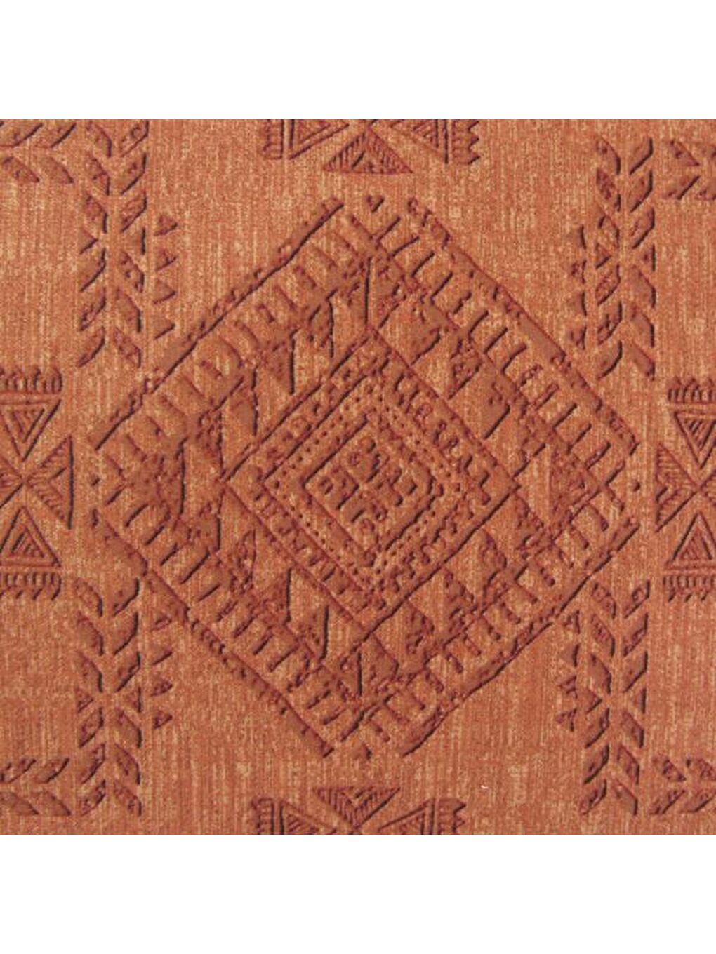 Kahverengi Soft Geometrik Desenli Kırlent - Kiremit - 40x40 cm-4