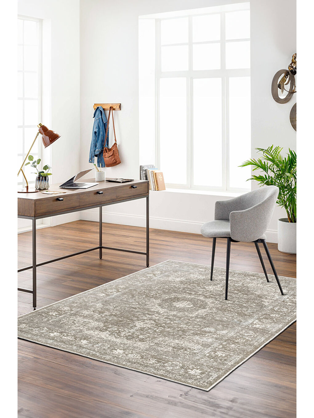 Kahverengi Dekoratif Özel Tasarım Yıkanabilir İnce Kaymaz Tabanlı Modern Halı KECE FR03-2