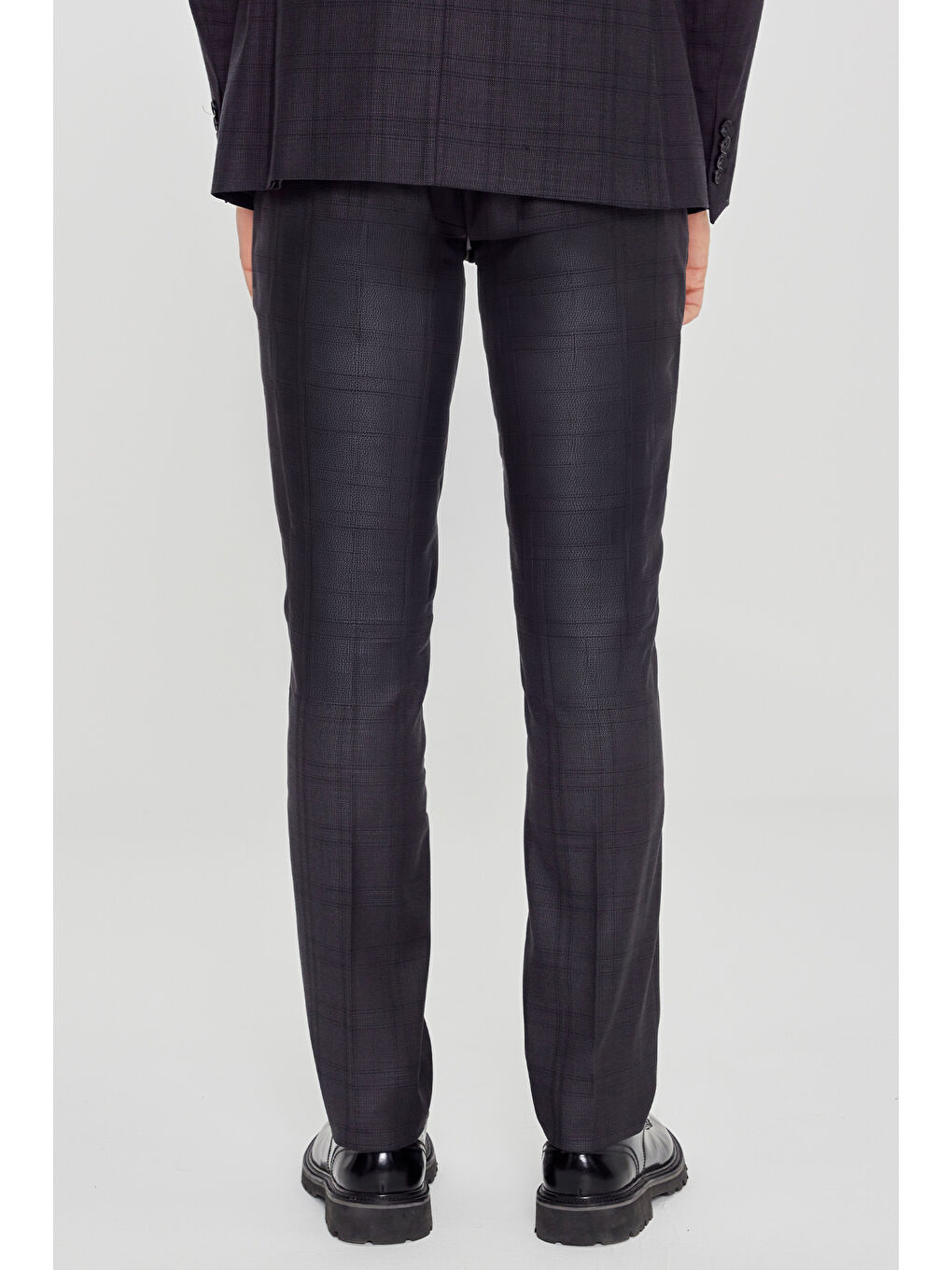 Erkek Antrasit Filafil Slim Fit Mono Yaka Kapak Cepli Takım Elbise-7