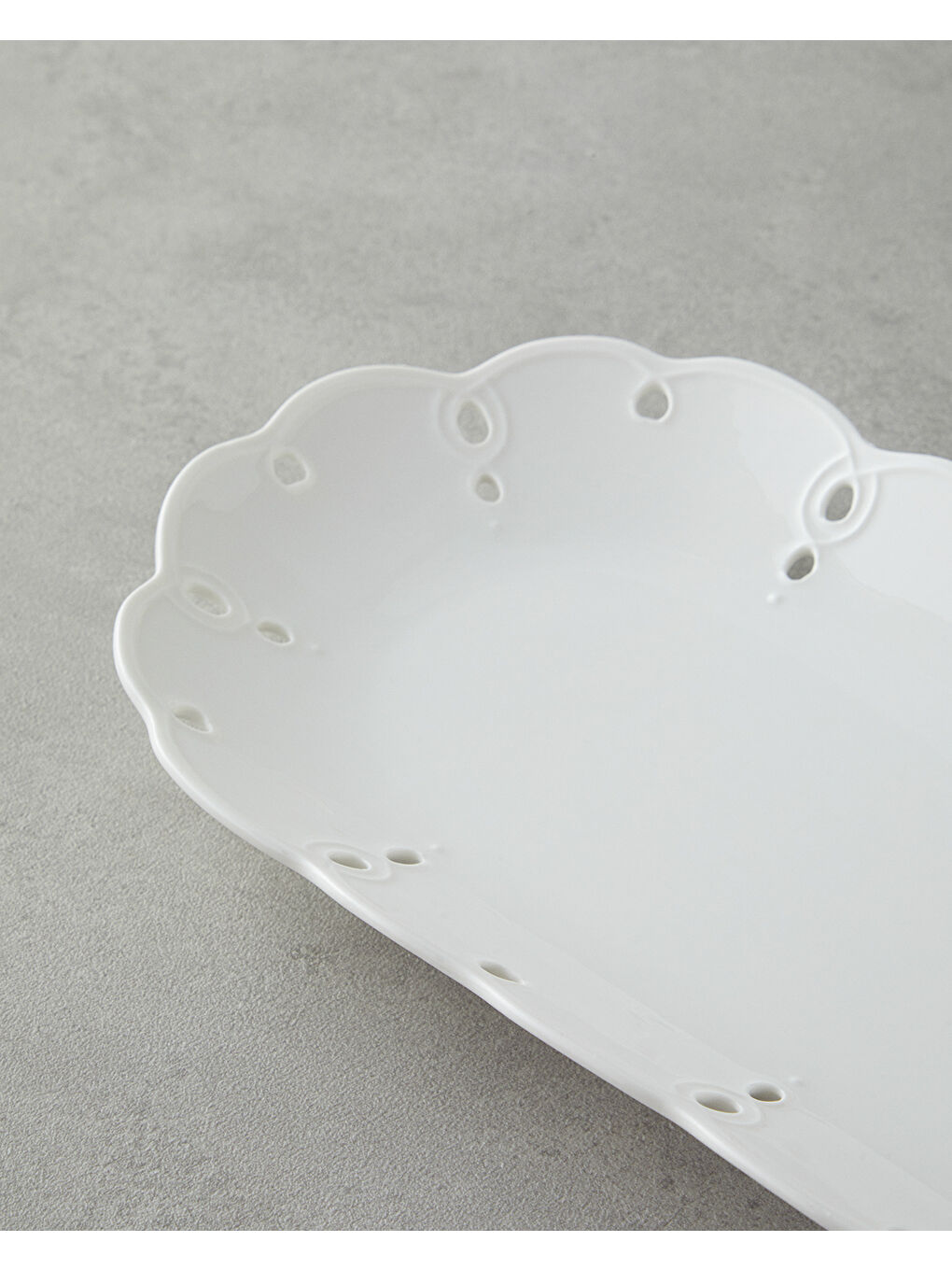 Elodie Porselen Kayık Tabak 43 cm Beyaz-2