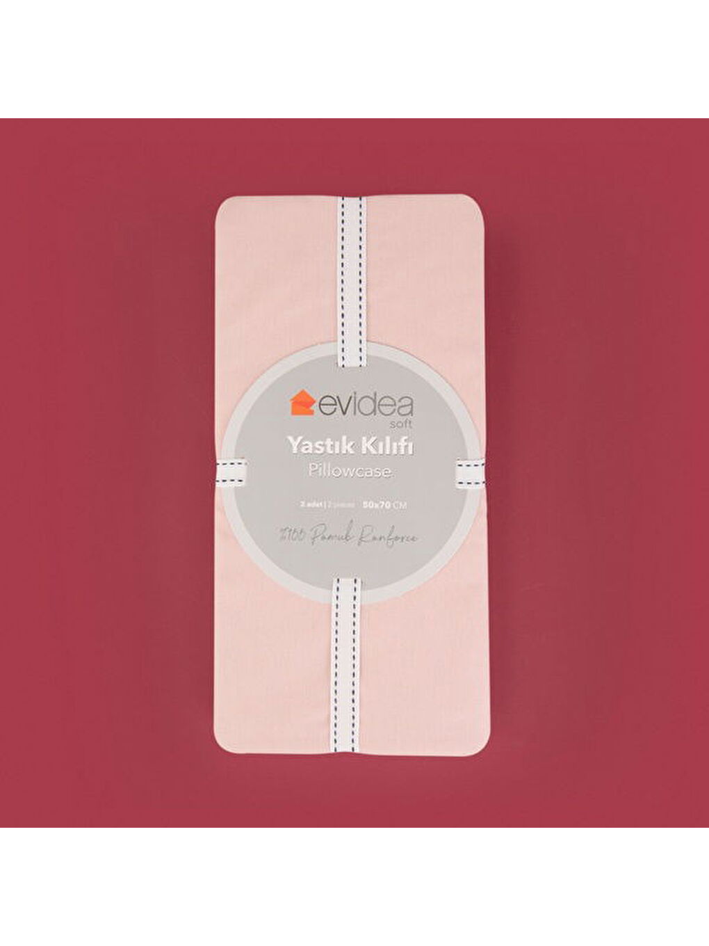 Evidea Pembe Soft Basic 2'li Yastık Kılıfı - Gülkurusu - 50x70 cm - 2