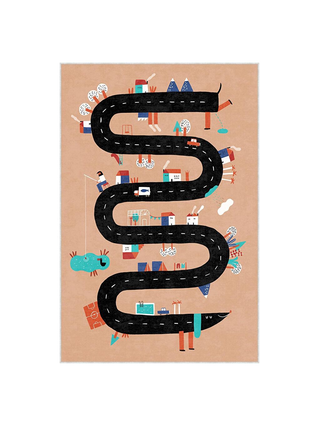 Turuncu Dekoratif Özel Tasarım Yıkanabilir, Modern Çocuk Halısı  80x150-2