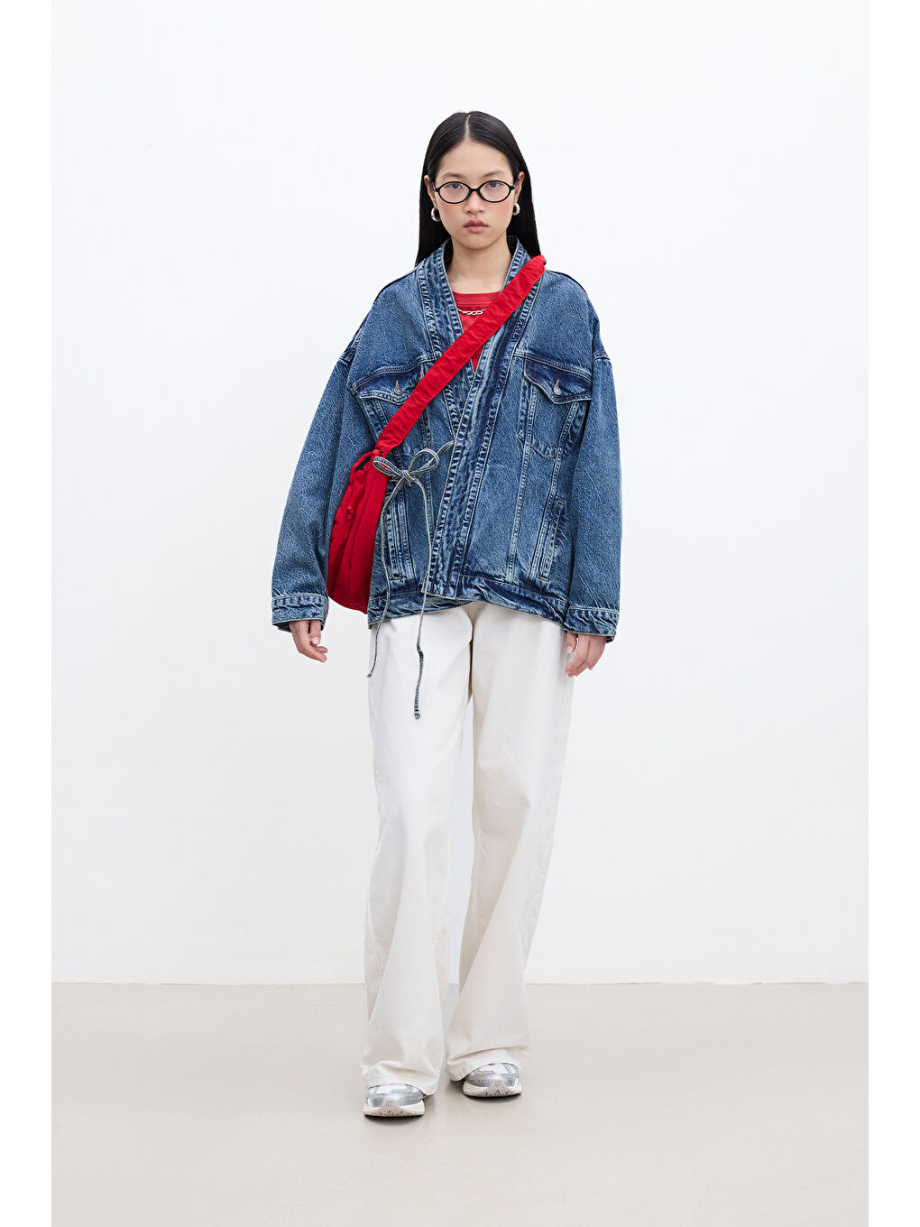 Manuka Kimono Tarz Denim Ceket Mavi - 1